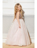 Rose Gold Sequin Blush Pink Tulle Classic Long Flower Girl Dress Rose Gold Sequin Blush Pink Tulle Classic Long Flower Girl Dress